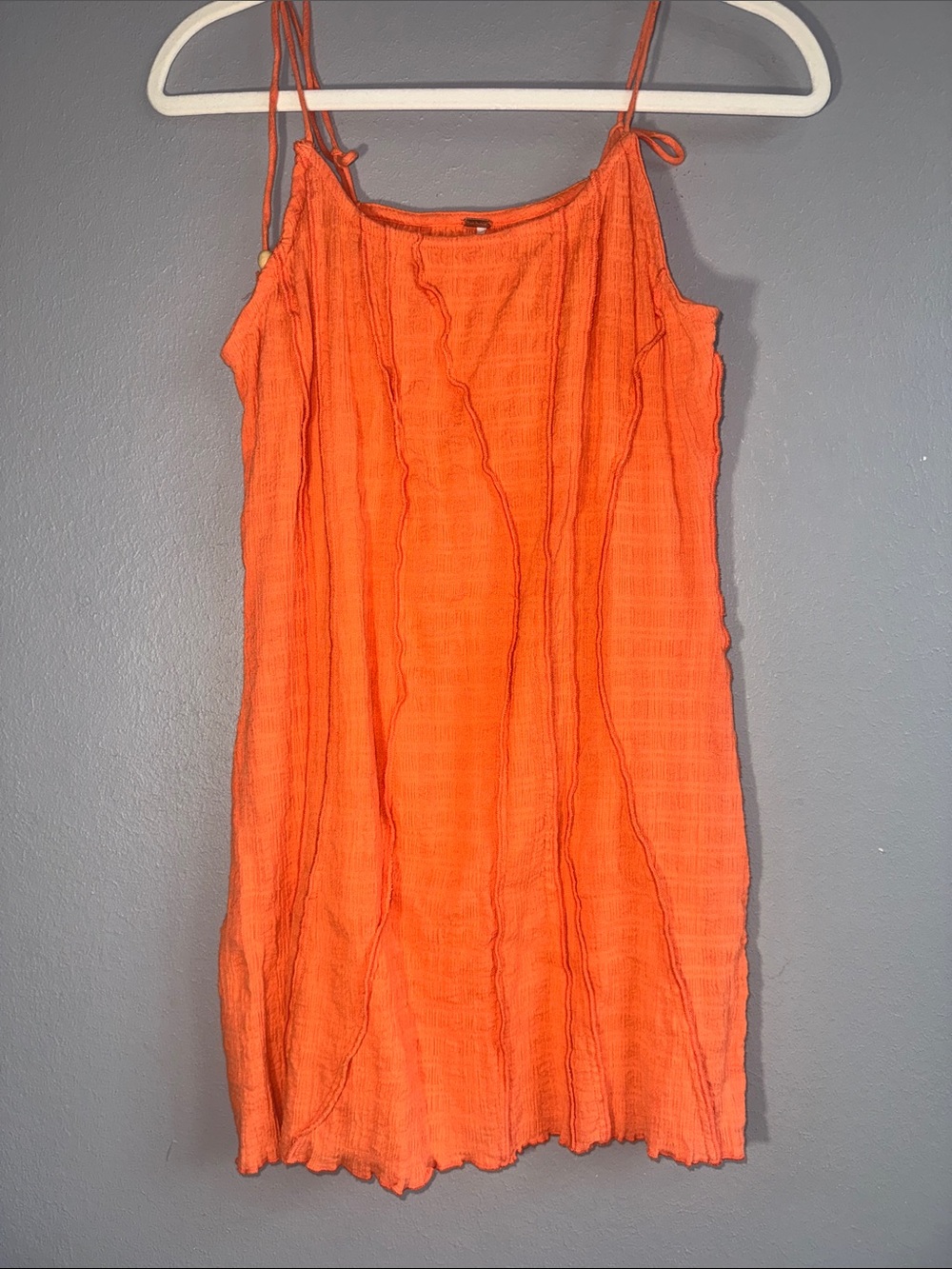 Free People Vibrant Orange Textured Tank Dress/Top